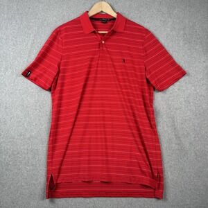RLX Ralph Lauren Polo Shirt Mens Medium Red Striped Golf Performance Stretch